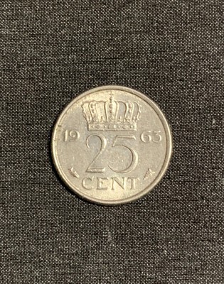 Moneda 25 cenți 1963 Olanda foto