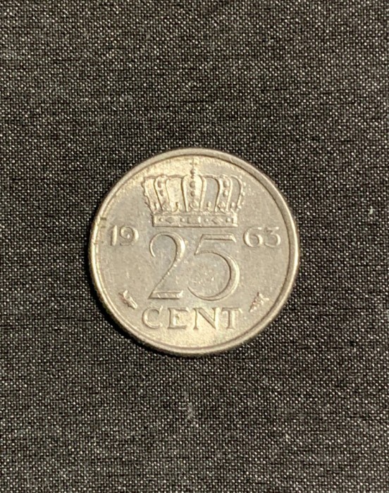 Moneda 25 cenți 1963 Olanda