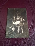 Fotografie tip carte postala , Femeie si copii - Buzias , alb negru