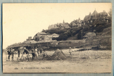 AD 502 C. P. VECHE - VILLERVILLE - LES VILLAS -FRANTA -BICICLIST, ANIMATIE foto