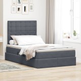 Cumpara ieftin Pat cu LED si saltea Gri inchis 120 x 200 cm Catifea