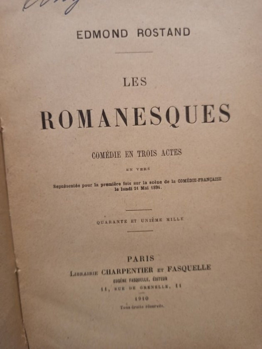 Edmond Rostand - Les romanesques (1910)