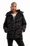 Desigual geaca femei, culoarea negru, de tranzitie