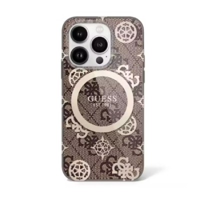 Husa pentru iPhone 16 Pro - Guess IML Peony On 4G Background MagSafe (GUHMP16LH4PYEEW) - Brown foto