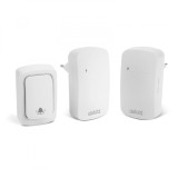 Sonerie wireless Kinetic 55345WH-2, cu 2 receptori, comutator fara baterii, 38 tonuri, volum reglabil, IP54/IP20, 100m, Alb, Delight