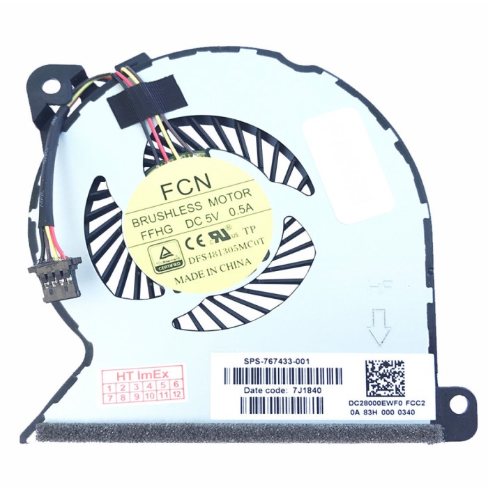 Cooler Laptop, HP, 767433-001, FOX47G35TP203AGD215, 4 pini