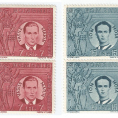 |Romania, LP 142 III/1941, Vasile Marin si Ion Mota, blocuri de 4 timbre, MNH