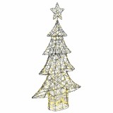 vidaXL Brad de Crăciun cu 160 LED Alb cald 150 cm Ratan 42018992