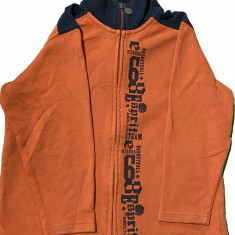 Bluza baiat cu fermoar, culoarea portocaliu , marime 6-7 ani, masura 116-122 cm
