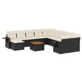 Cumpara ieftin Set canapele de gradina, 12 piese, cu perne, negru, poliratan