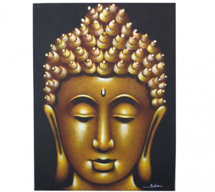 Tablou Buddha pictat manual, 60 x 80 cm