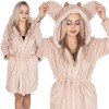 Halat de baie pentru femei pana la genunchi, gluga cu urechi , marimea S/M, bej Household NewTrend