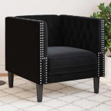 VidaXL Scaun canapea Chesterfield Negru 71 x 74.5 x 70.5 cm Catifea