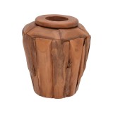 Cumpara ieftin Vaza decorativa Archean lemn de tec nuanta naturala 30x30x30 cm