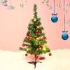 Brad Artificial Impodobit, 60 cm, suport plastic cu instalatie luminoasa 20 LED alb cald + 20 globuri rosii incluse, Flippy, Oem
