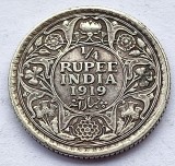 499. Moneda India Britanica 1/4 rupees 1919 - (Argint 0.917)