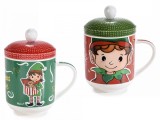 Cumpara ieftin Set 2 cani Craciun Elf portelan 11.5x9x15 cm