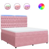 Cumpara ieftin Pat box spring cu saltea, roz, 180x200 cm, catifea