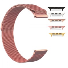 Curea otel, Milanese Slim Fit, compatibila Apple Watch 9|8|7|6|5|4|3|2|1 Series, 41mm|40mm|38mm, telescoape QR, Pink Rose