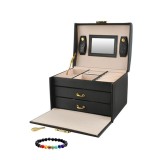 Set Cutie de bijuterii XL cu oglinda, cheita, interior cu material moale, extrem de eleganta si practica, accesoriu inclus Bratara energetica aro