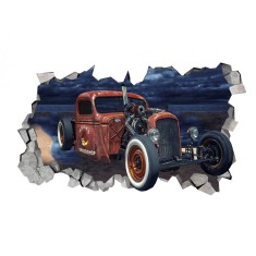 Sticker decorativ, Gura in perete 3D, Masina, 80 cm, 1009STK-2