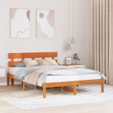 vidaXL Cadru de pat cu tablier maro cerat 160x200 cm Lemn masiv de pin