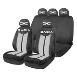 Set Huse Scaune Universale HLX7 Compatibile cu Dacia Nou &ndash; Negru/Gri