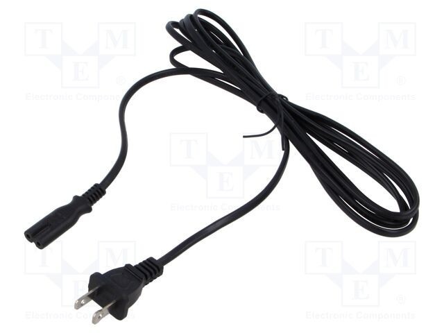 Cablu 2x18AWG IEC C7 mamă NEMA 1-15 PVC 3m negru POS