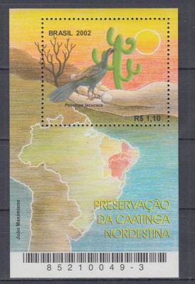 BRAZILIA 2002 FLORA SI FAUNA ZONA PROTEJATA BLOC MNH foto