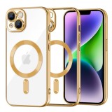 Husa MagSafe pentru Apple iPhone 14 Plus, Techsuit, Luxury Crystal, Aurie