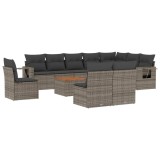 Cumpara ieftin Set canapele de gradina cu perne, 11 piese, gri, poliratan