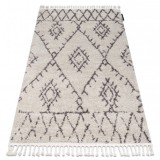 Covor Berber Fez G0535 cremă si maro Franjuri shaggy pletos, 80x250 cm