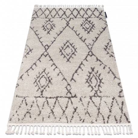 Covor Berber Fez G0535 cremă si maro Franjuri shaggy pletos, 80x250 cm