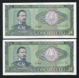 q741 RSR PERECHE CONSECUTIVA 50 LEI 1966 NECIRCULATA UNC