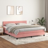 Cumpara ieftin Gossi pat box spring cu saltea, roz, 180x200 cm, catifea