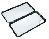 Carcasa din sticla securizata cu rama magnetica pentru iPhone Xs Max, Negru-Transparent