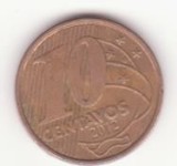 Brazilia 10 centavos 2012 - Pedro I, America Centrala si de Sud