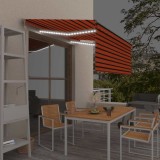 vidaXL Copertină automat stor senzor v&acirc;nt LED portocaliu&amp;maro 3,5x2,5m 3069415