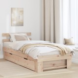 vidaXL Cadru de pat cu sertar cu headboard cu depozitare Maro 75 x 190 cm Lemn de brad solid