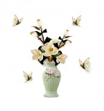 Cumpara ieftin Autocolant decorativ Vaza cu Flori, Crem, 70 cm, 1249ST, Oem