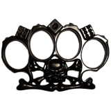 Pumnal tip box, rozeta autoaparare cu 3 zaruri, cap de mort, 1 cm grosime, negru,