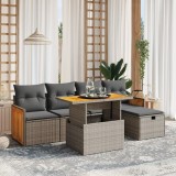 Set mobilier gradina cu perne, 6 piese, gri, poliratan GartenMobel Dekor, vidaXL