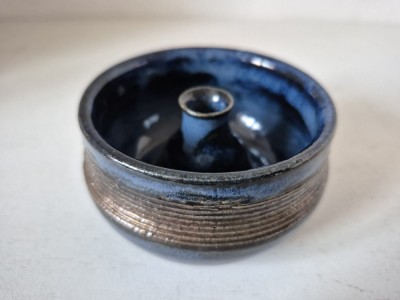 Bol ceramic suport de lumanare, Art Pottery, Artist made, semnat N 22 foto