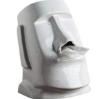 Cumpara ieftin Statuie suport servelete, Moai, Abstract, Ceramica, Alb, 22x16x16 cm