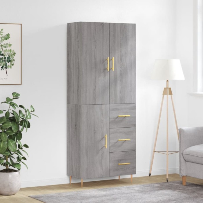 vidaXL Dulap &icirc;nalt, gri sonoma, 69,5x34x180 cm, lemn compozit