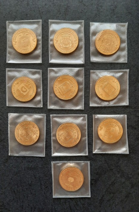 Lot 10 x 10 Ruble 2015 - 2016, Rusia, tematica diversa - UNC - A 2628, 2629