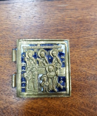 ICOANA RUSIA SECOL 19, METAL SI EMAIL PARTE DINTR-UN TRIPTIC foto