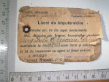 Cumpara ieftin LIVRET DE IMPUTERNICIRE MILITAR - JANDARMI , 1923 - STAREA DIN POZA