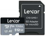 Card de memorie Lexar High-Performance 1066x, 512GB, microSDXC, UHS-I U3, Clasa 10, A2, V30, Adaptor SD inclus