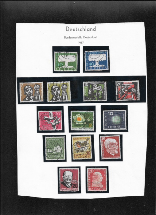 Germania 1957 foaie album cu 14 timbre
